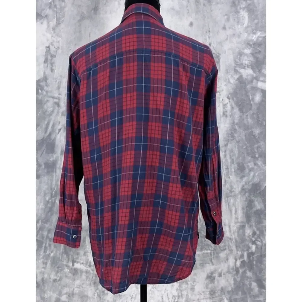 J.Crew Boy Fit Women's Size M Red / Blue Plaid Button-Up 100% Cotton Shirt - Picture 9 of 16